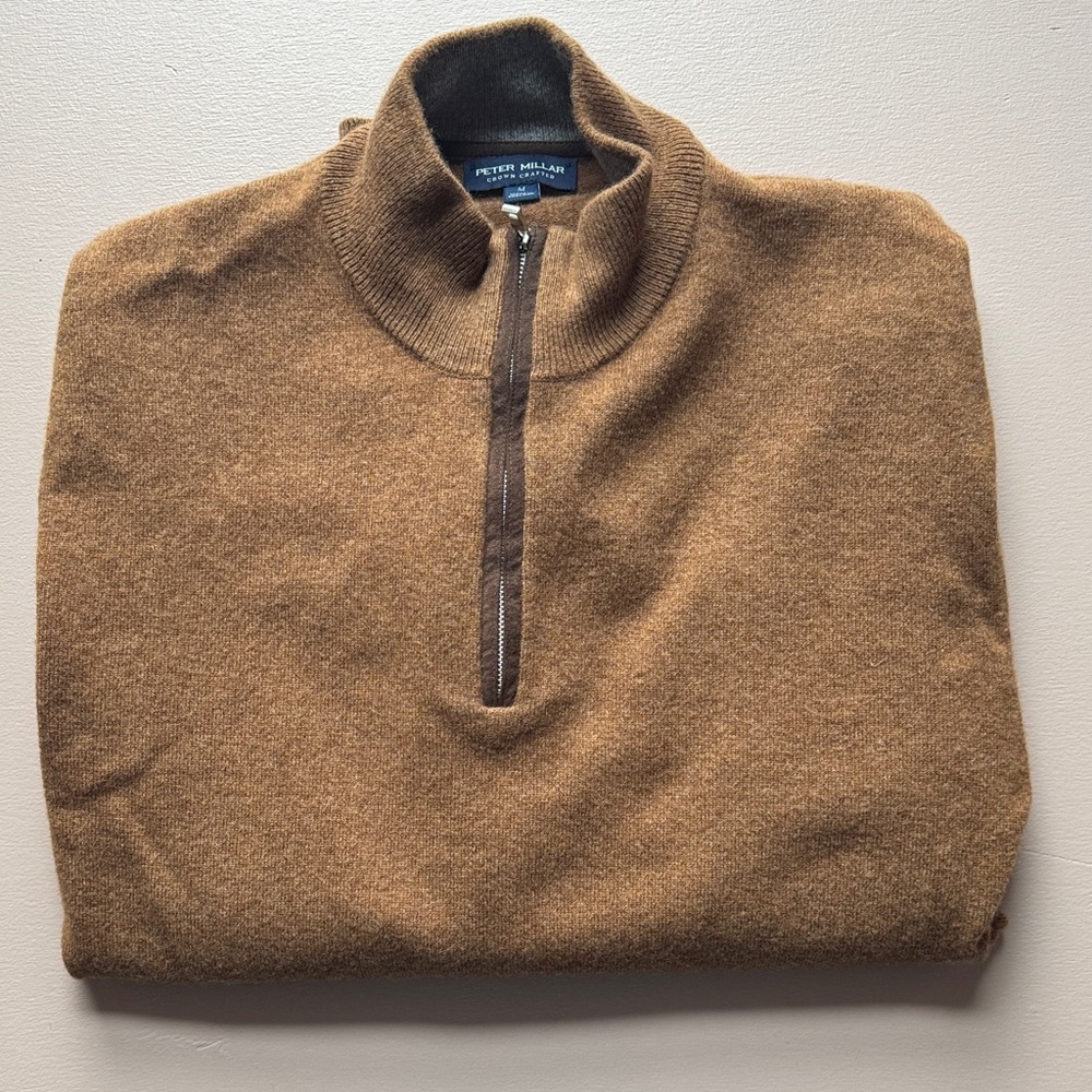 Peter Millar Tan Zip-Up Men's Sweater